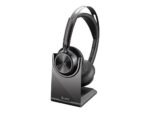 HP Poly Voyager Focus 2 - slušalke - USB-C preko Bluetooth adapterja, USB-A preko Bluetooth adapterja - s polnilnim stojalom