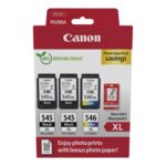 Canon PG-545 XL/CL-546XL Photo Value Pack - 3-paket - črna, barvna (cianova, škrlatna, rumena) - original - kartuša s črnilom/komplet za papir