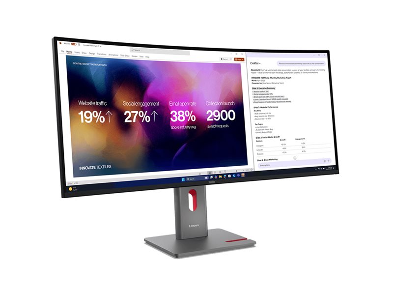 6cc43b5f-8b9d-46ef-b4f7-4a765537a145 Lenovo ThinkVision P40WD-40 - LED monitor - ukrivljen - 5K - 40" - HDR - z ThinkVision VoIP sklopom MC60 monitor, spletna kamera - slika 1